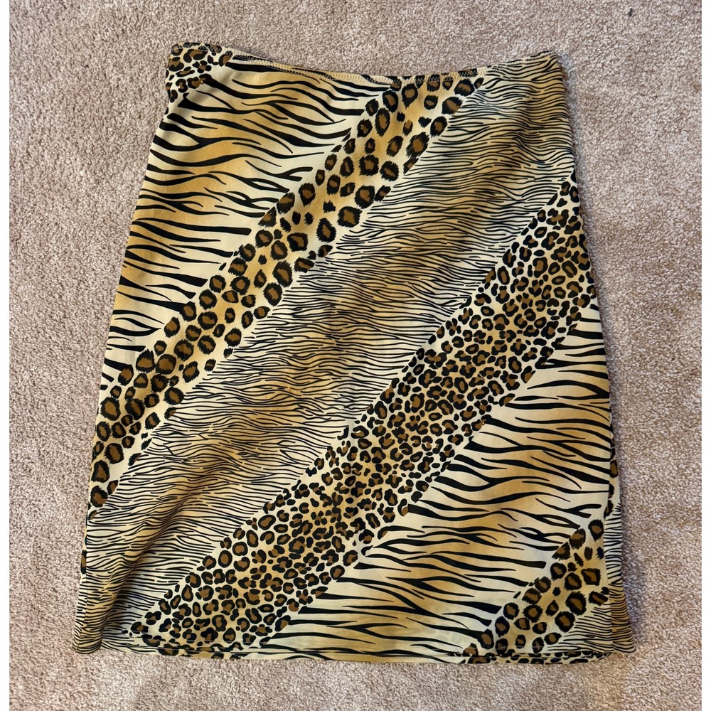 Y2K Express World Brand Animal Print Lined Midi Skirt Women's M